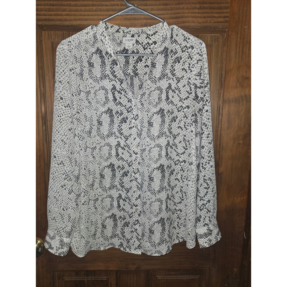 J.Crew Womens Grey Snakeskin Animal Print Button Down Blouse Size Small